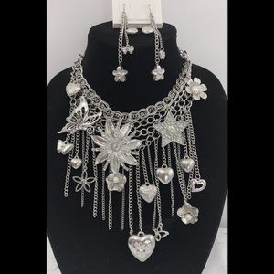 Chunky Charm Necklace and Earring Set